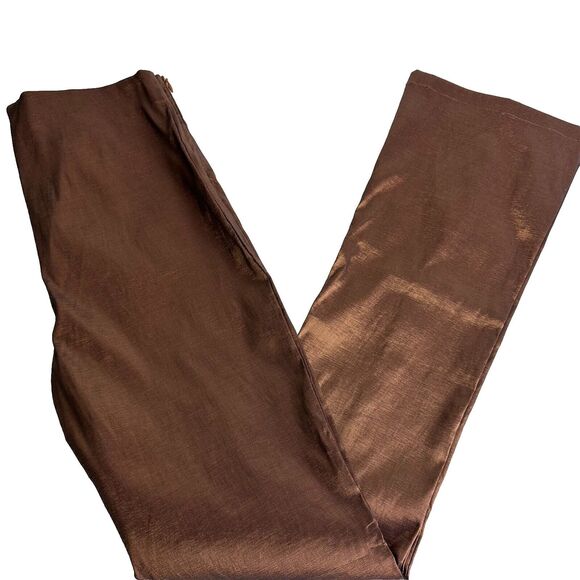 Hosbjerg x Free People Elora Metallic Walnut High Waist Split Hem Pants Size L - Picture 12 of 16